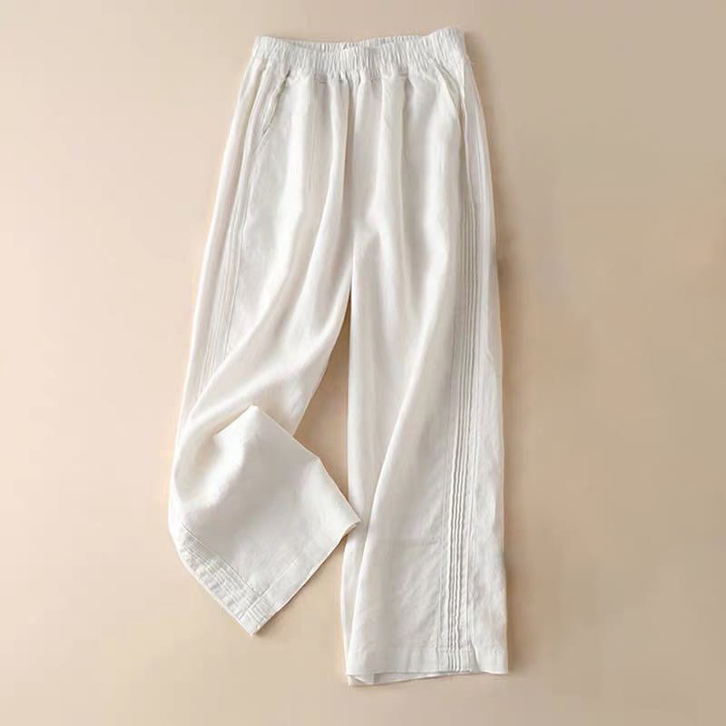 Buddha Stones Casual Plain Color Side Pleats Rayon Women's Wide Leg Pants With Pockets - White - US14,UK/AU18,EU46 (3XL) - image 12
