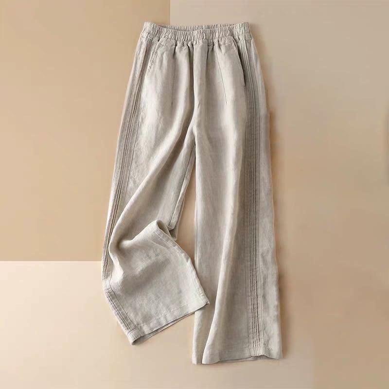 Buddha Stones Casual Plain Color Side Pleats Rayon Women's Wide Leg Pants With Pockets - Wheat - US14,UK/AU18,EU46 (3XL) - image 0
