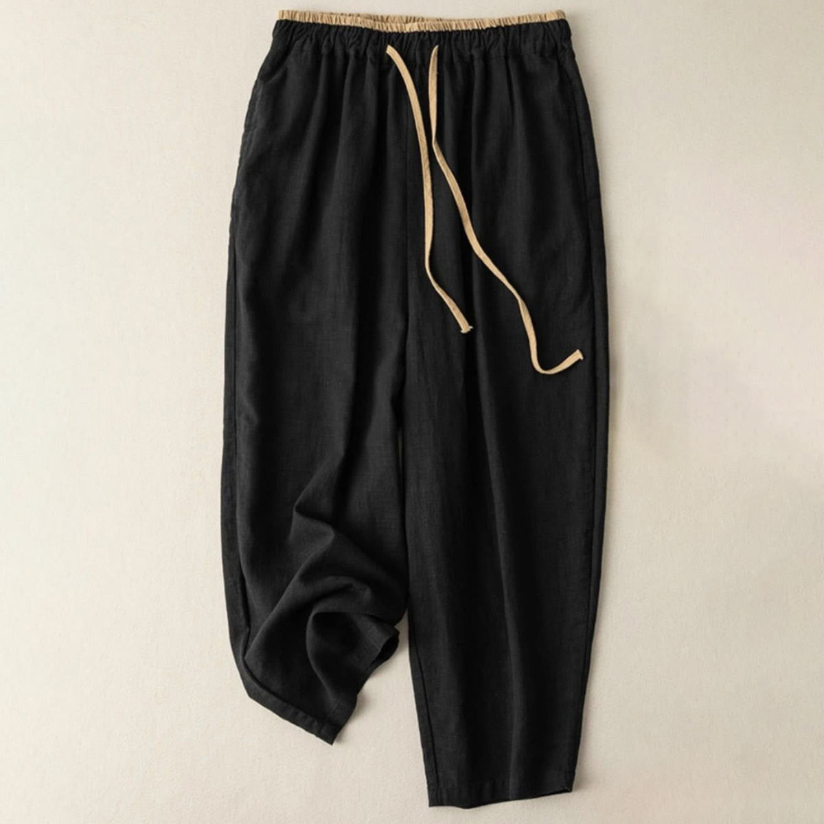 Buddha Stones Casual Solid Color Cotton Linen Drawstring Women's Pants With Pockets - Black - US16,UK/AU20,EU48 (3XL) - image 4