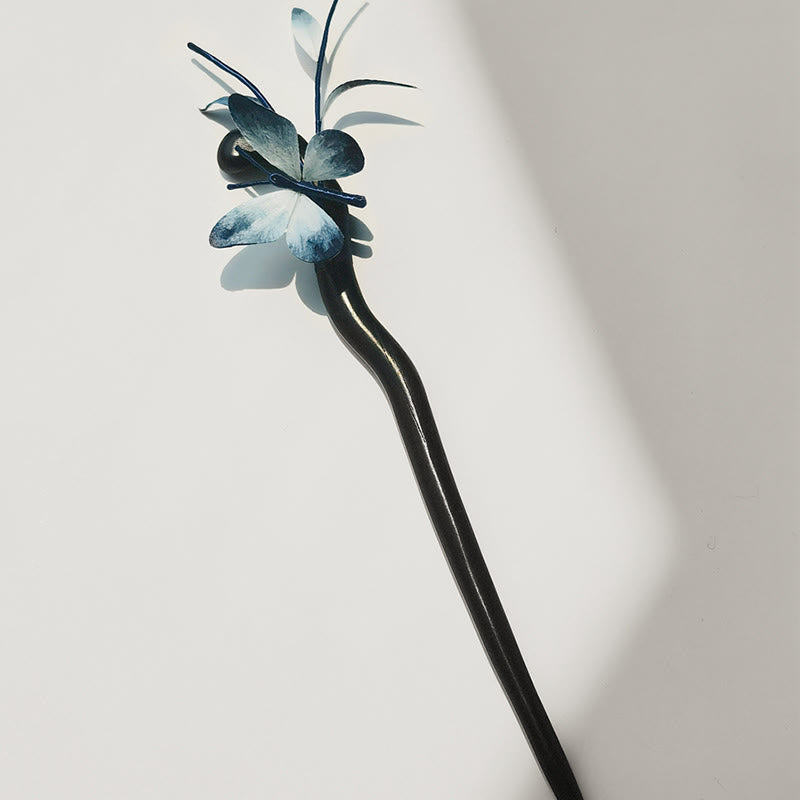 Foviel Handmade Velvet Flower Mulberry Silk Butterfly Brooch Hairpin