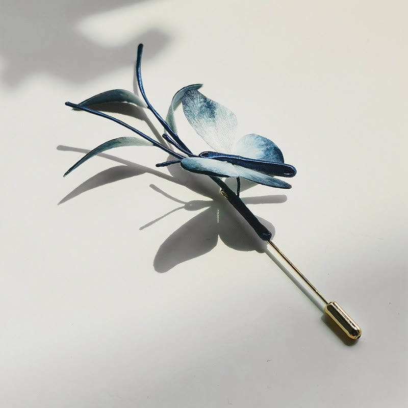 Foviel Handmade Velvet Flower Mulberry Silk Butterfly Brooch Hairpin