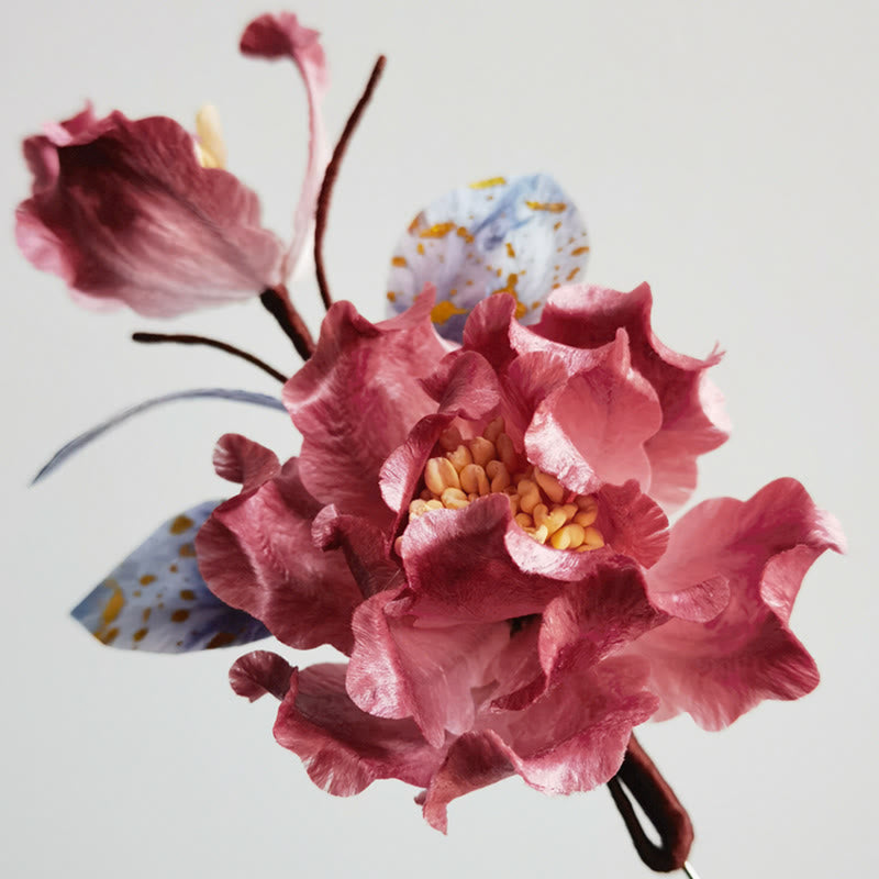 Foviel nl handgemachte Velvet Blume Mulberry Seide rote Blume Brosche