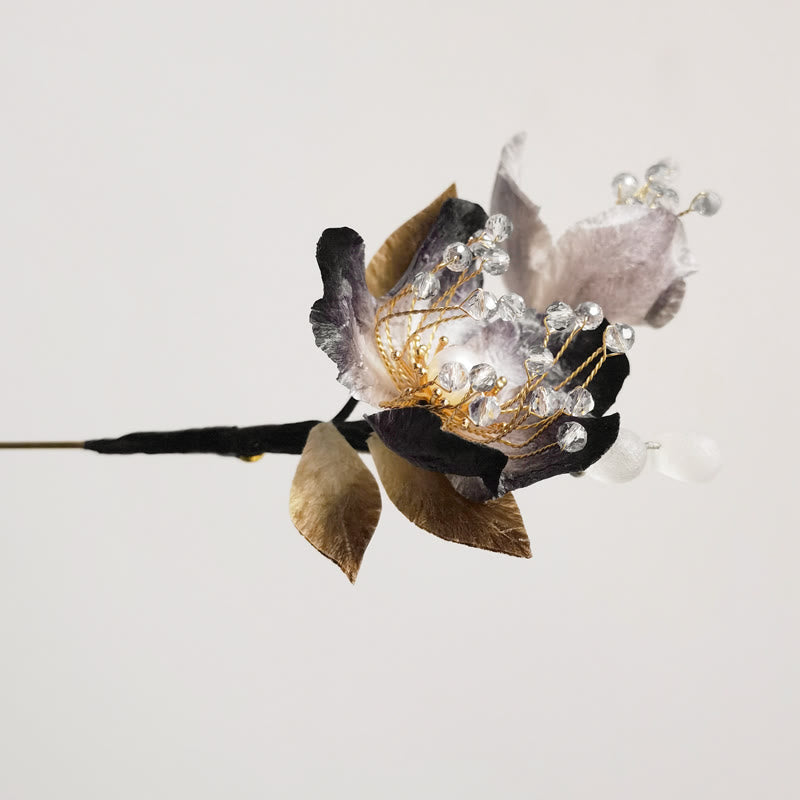 Foviel Handmade Velvet Flower Mulberry Silk Flowers Leaves Brooch