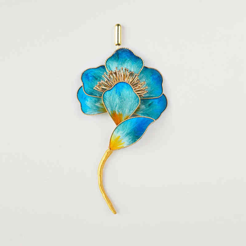 Foviel Handgefertigt Velvet Blume Mulberry Seide Blaue Blume Brosche