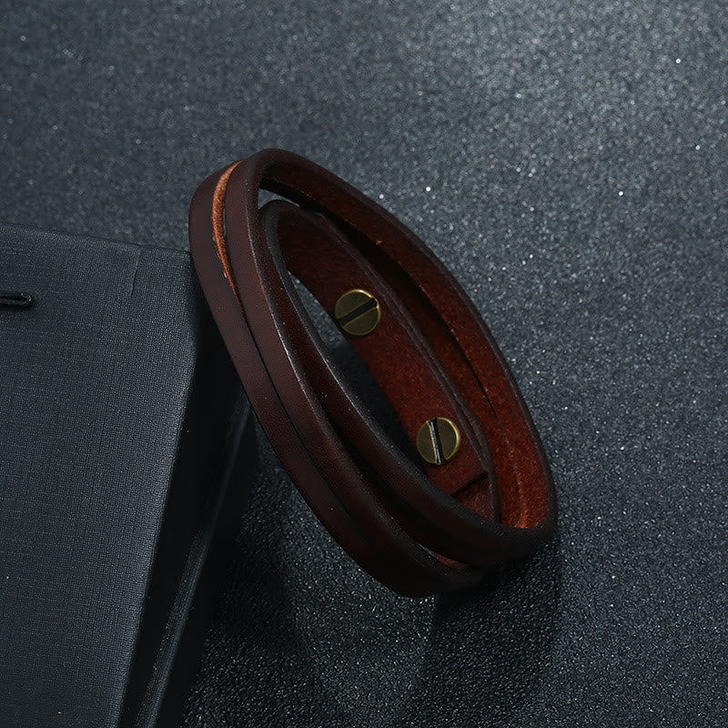 Foviel Vintage Multi-layer Leather Strength Buckle Bracelet