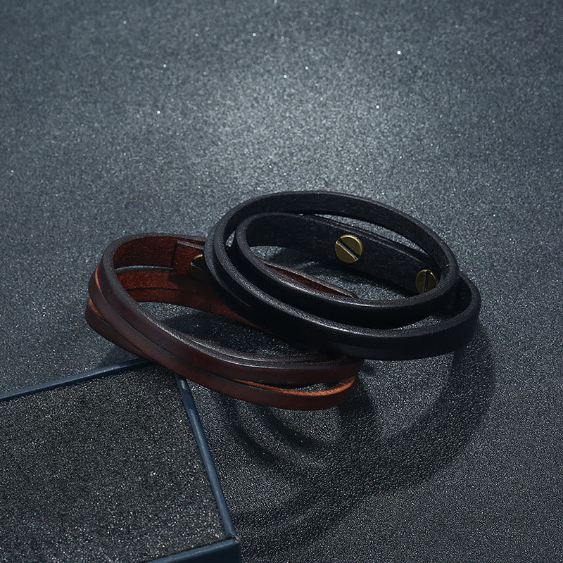 Foviel Vintage Multi-layer Leather Strength Buckle Bracelet
