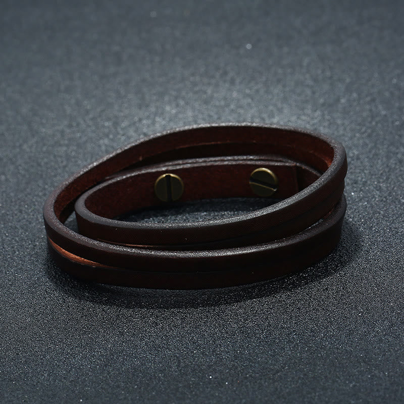 Foviel Vintage Multi-layer Leather Strength Buckle Bracelet
