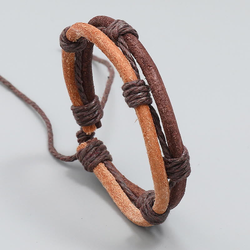 Foviel Vintage Leder Handgewebt Hanfseil Stärke Armband