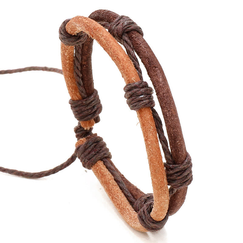 Foviel Vintage Leder Handgewebt Hanfseil Stärke Armband