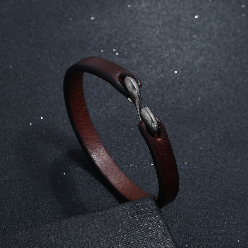 Bracelet Foviel en cuir vintage avec boucle unie et renforcée