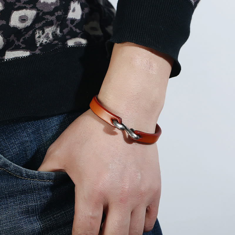 Bracelet Foviel en cuir vintage avec boucle unie et renforcée