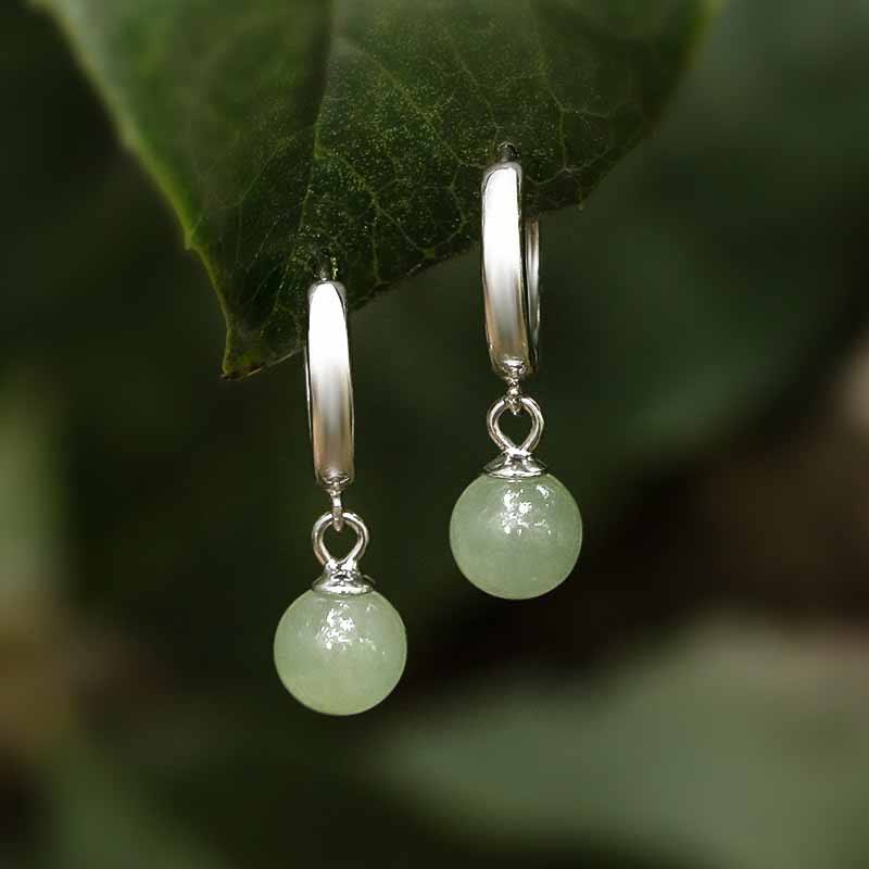 Foviel Round Jade Bead Prosperity Earrings