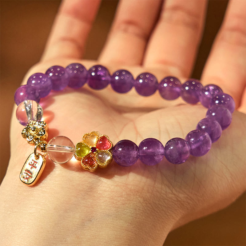 Buddha Stones "All the best for Calm and Wisdom" Amethyst Safe Bracelet Includes Gift Message Card - image 11