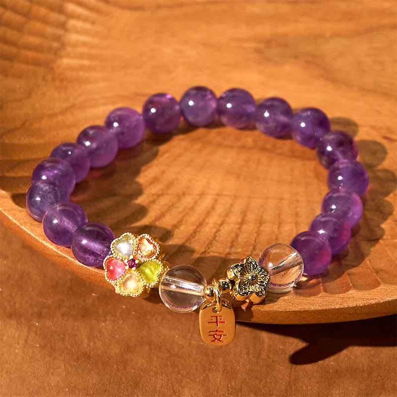 Buddha Stones "All the best for Calm and Wisdom" Amethyst Safe Bracelet Includes Gift Message Card - image 4
