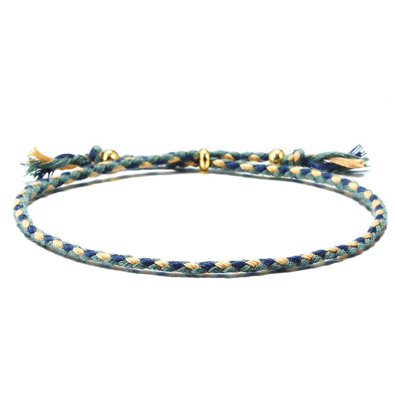 Bracelet d'harmonie réglable Foviel fait main avec pompon tressé en corde colorée