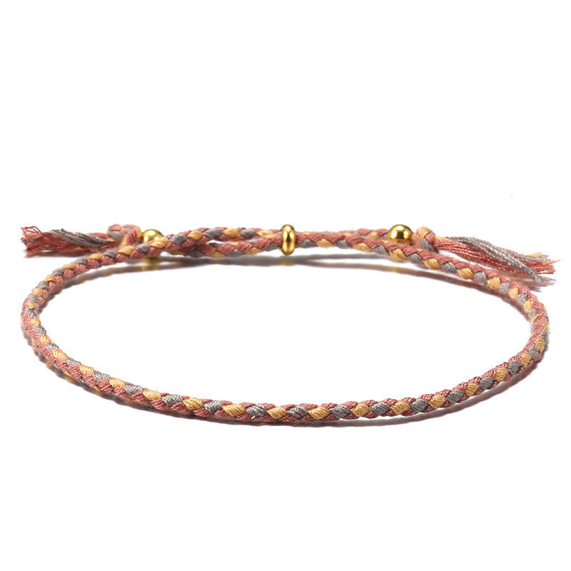Bracelet d'harmonie réglable Foviel fait main avec pompon tressé en corde colorée