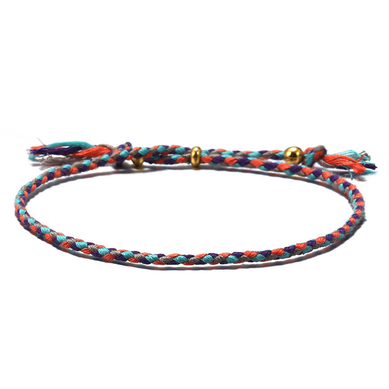 Bracelet d'harmonie réglable Foviel fait main avec pompon tressé en corde colorée