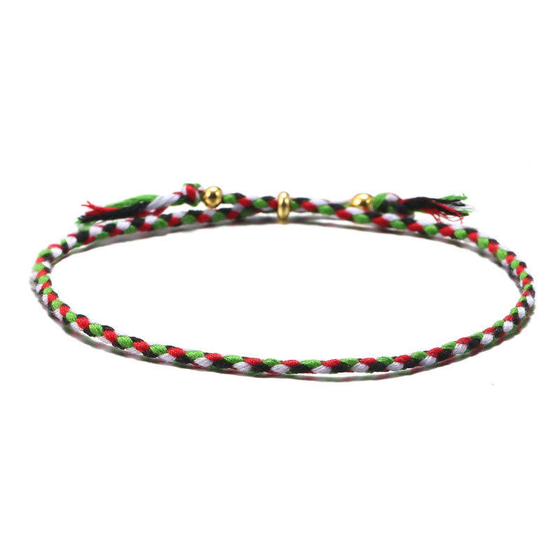 Bracelet d'harmonie réglable Foviel fait main avec pompon tressé en corde colorée