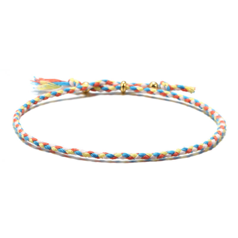 Bracelet d'harmonie réglable Foviel fait main avec pompon tressé en corde colorée