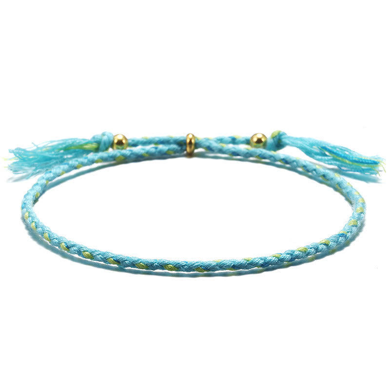 Bracelet d'harmonie réglable Foviel fait main avec pompon tressé en corde colorée