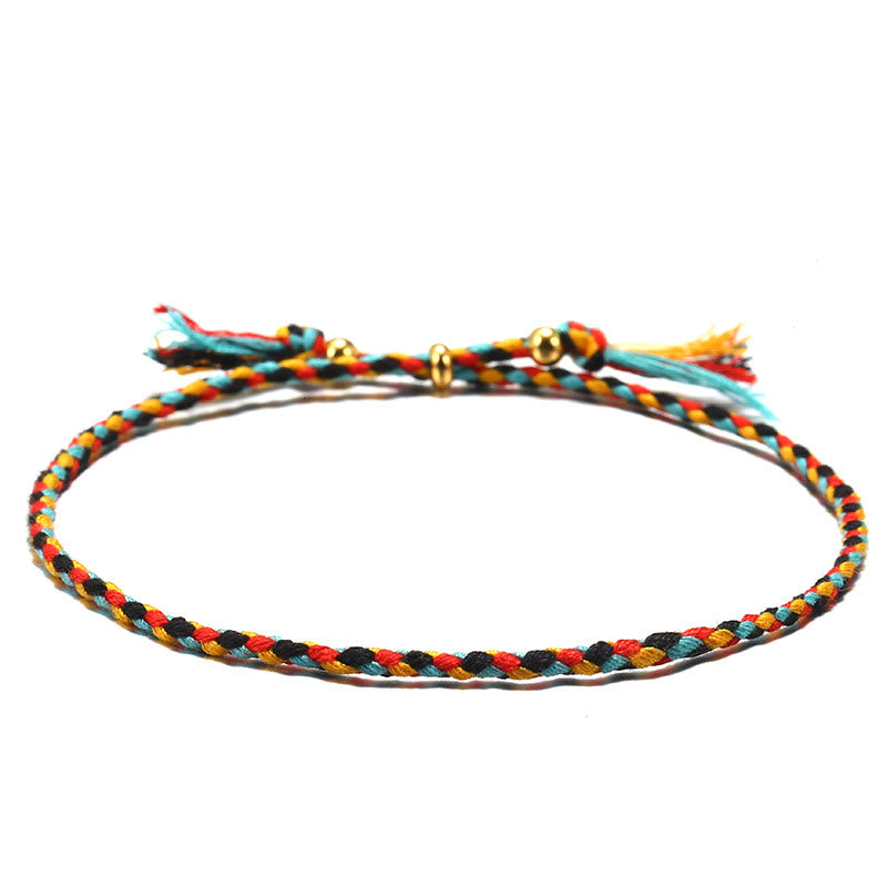 Bracelet d'harmonie réglable Foviel fait main avec pompon tressé en corde colorée