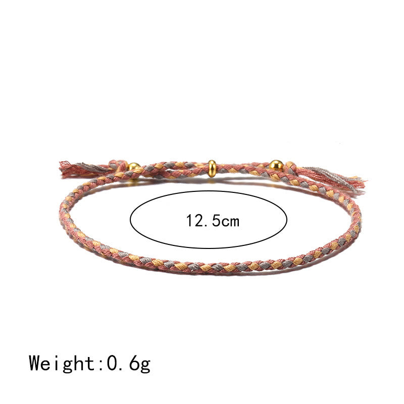 Bracelet d'harmonie réglable Foviel fait main avec pompon tressé en corde colorée