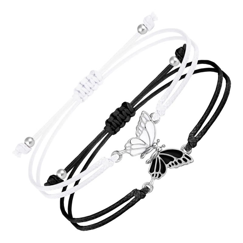 Foviel 2Pcs Handmade Braided Rope Butterfly Freedom Bracelet