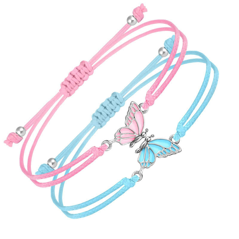 Foviel 2Pcs Handmade Braided Rope Butterfly Freedom Bracelet