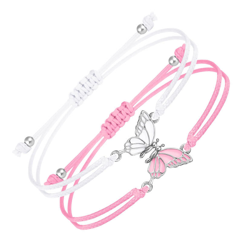 Foviel 2Pcs Handmade Braided Rope Butterfly Freedom Bracelet