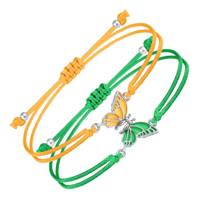 Foviel 2Pcs Handmade Braided Rope Butterfly Freedom Bracelet