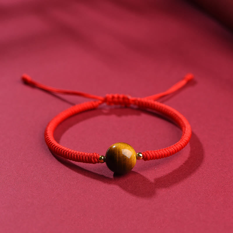 Foviel Handmade Tiger Eye Bead Luck Protection Rope Bracelet