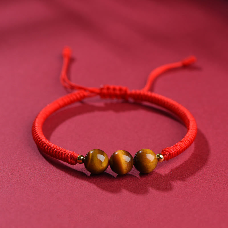 Foviel Handmade Tiger Eye Bead Luck Protection Rope Bracelet
