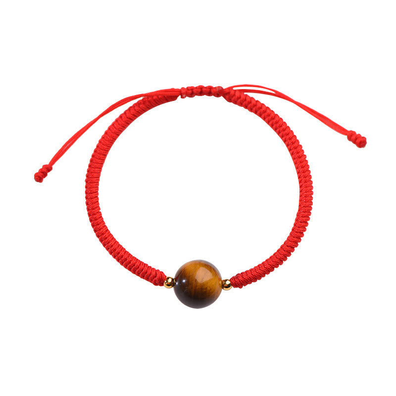 Foviel Handmade Tiger Eye Bead Luck Protection Rope Bracelet