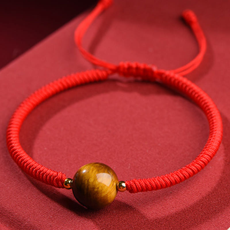 Foviel Handmade Tiger Eye Bead Luck Protection Rope Bracelet
