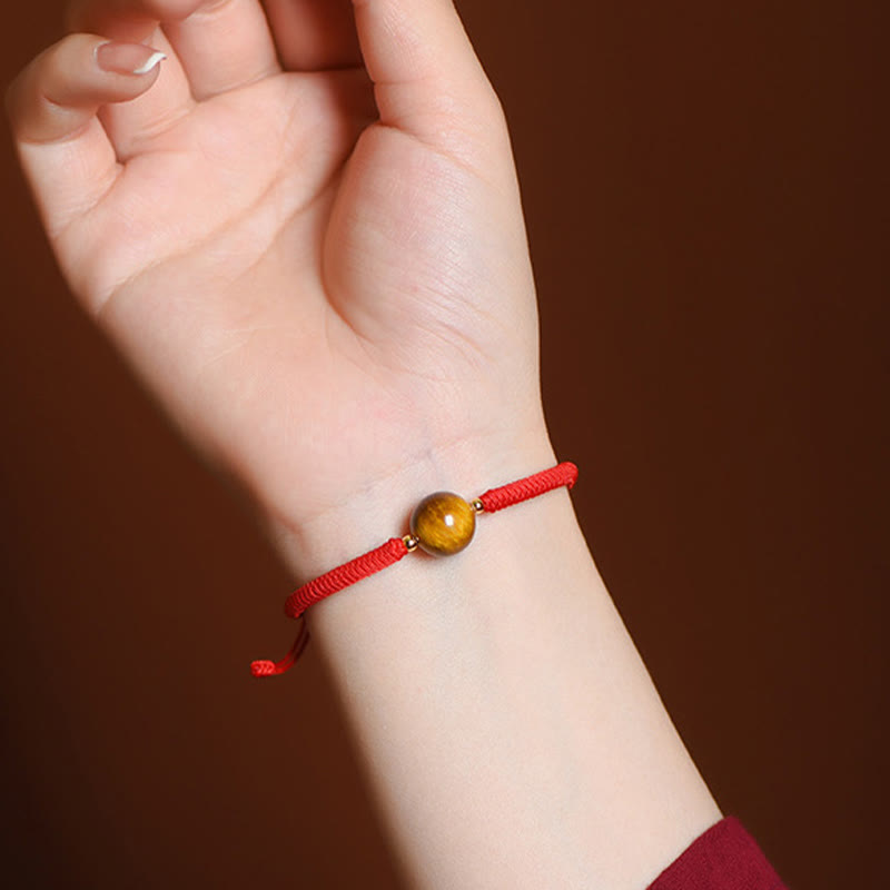 Foviel Handmade Tiger Eye Bead Luck Protection Rope Bracelet
