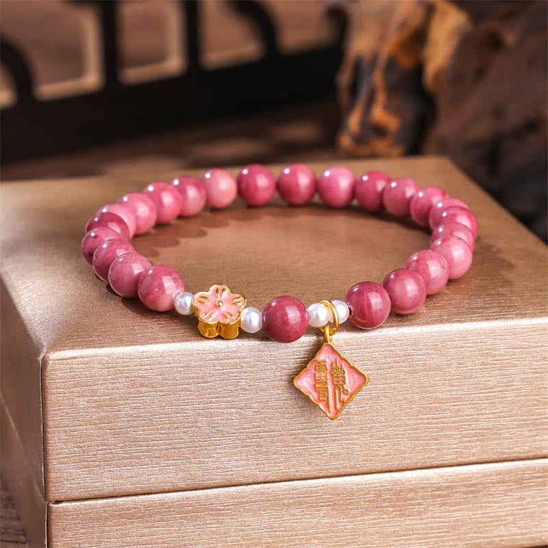 Foviel Rhodonit Pfirsichblüten-Liebes-Energie Armband