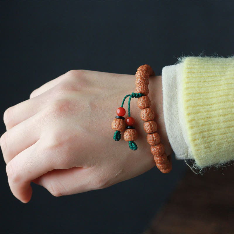 Foviel Tibetan Rudraksha Bodhi Seed Agate Wealth Bracelet