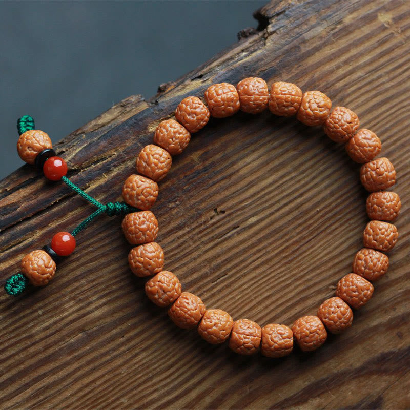 Bracelet de richesse en agate et graines de Bodhi Rudraksha tibétain Foviel