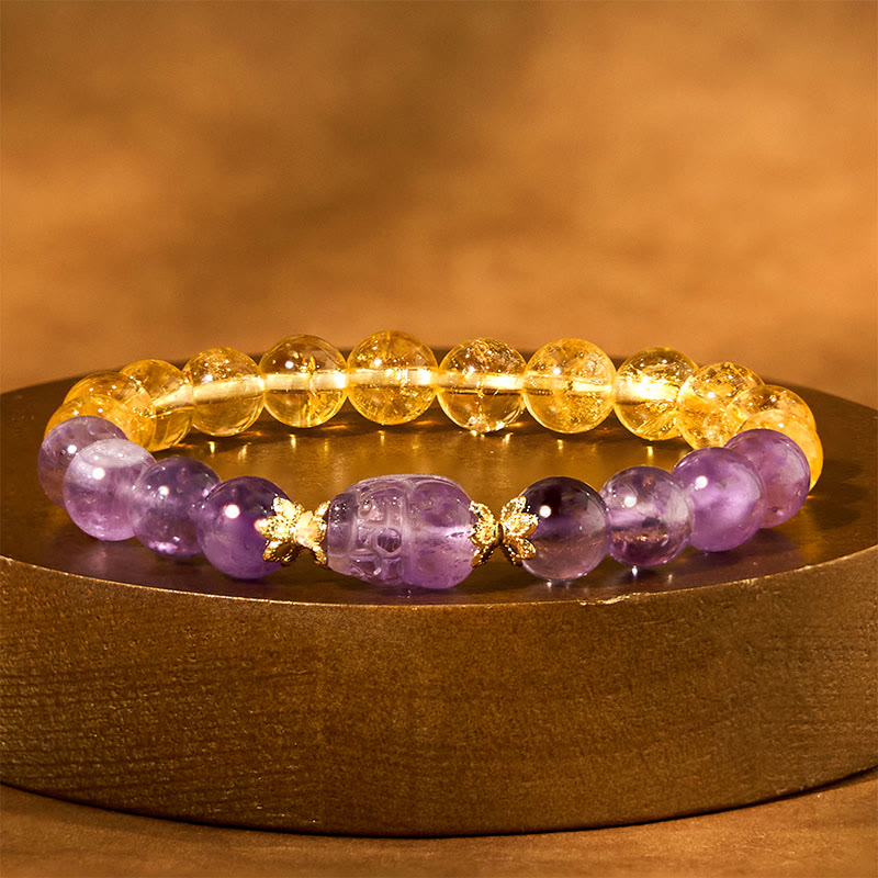 Foviel Citrine Amethyst Pixiu Prosperity Bracelet