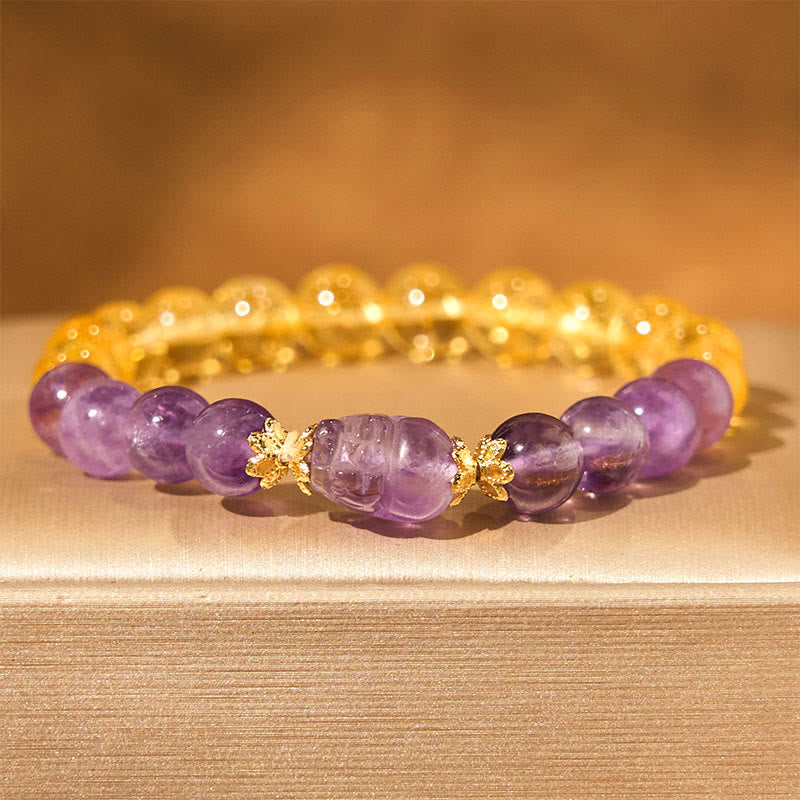 Foviel Citrine Amethyst Pixiu Prosperity Bracelet