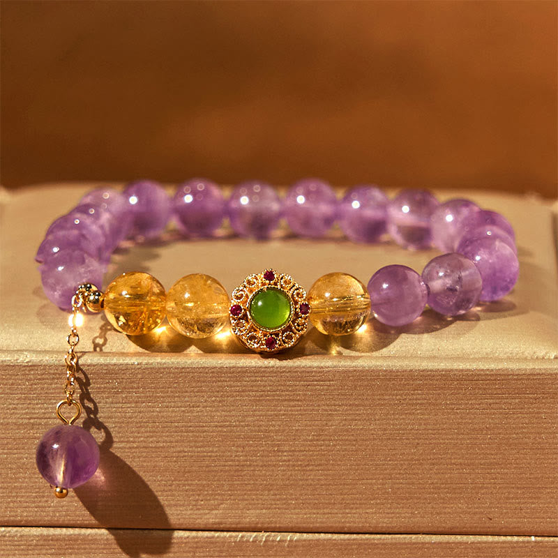 Foviel Natural Amethyst Meditation Balance Bracelet