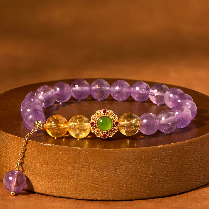 Foviel Natural Amethyst Meditation Balance Bracelet