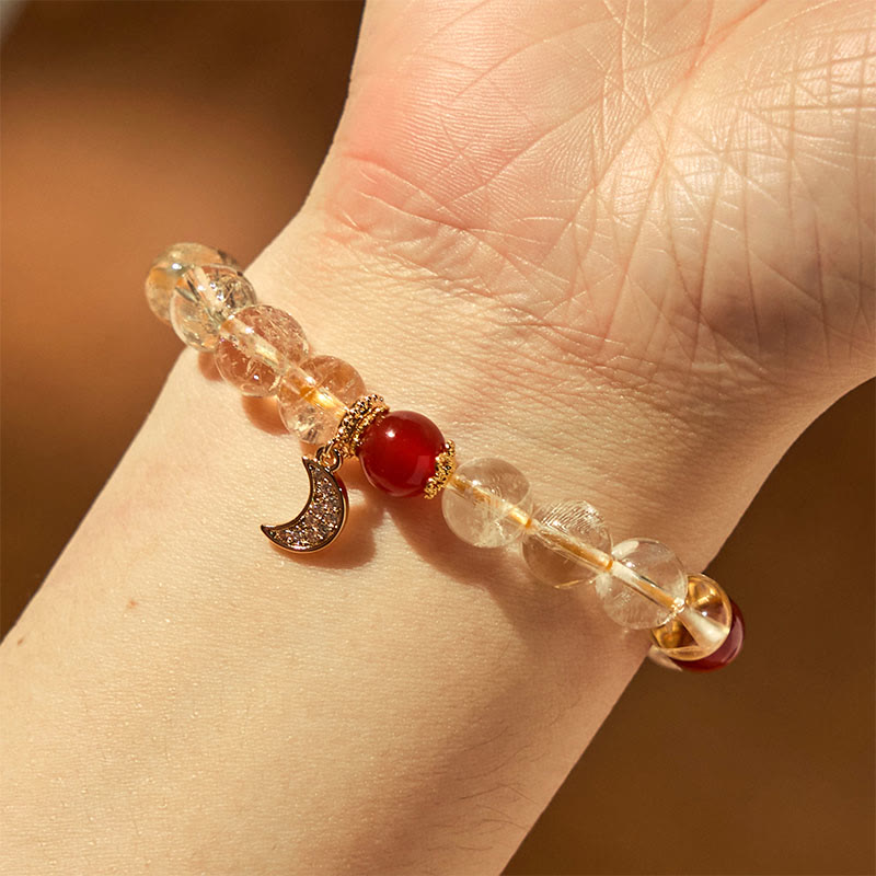 Foviel Citrin Rot Achat Mond Wohlstand Armband
