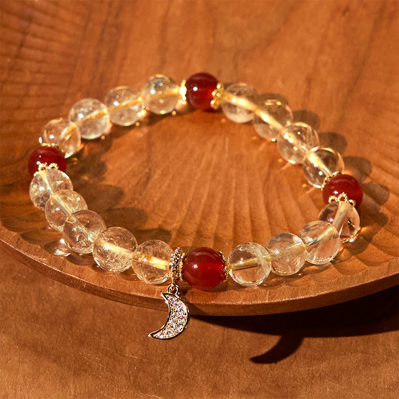 Foviel Citrin Rot Achat Mond Wohlstand Armband