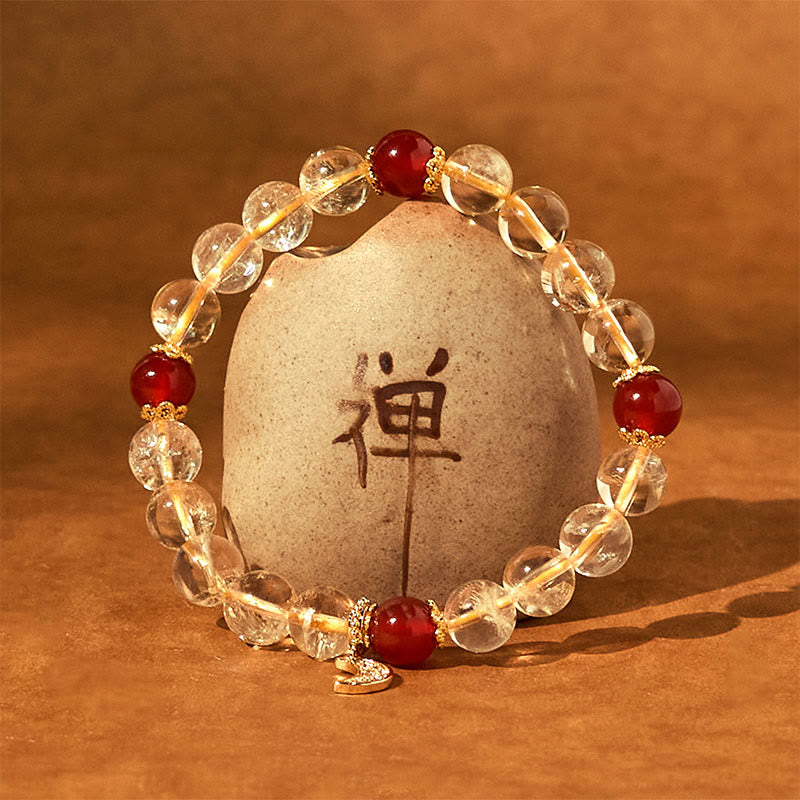 Foviel Citrin Rot Achat Mond Wohlstand Armband