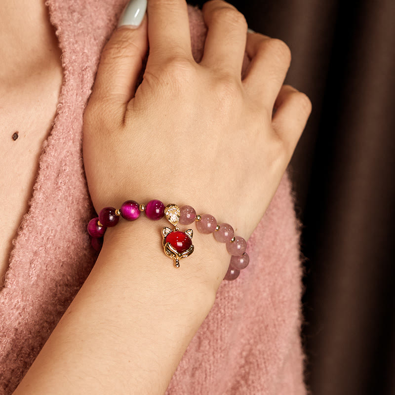 Bracelet Pixiu en quartz fraise naturel Foviel – Amour