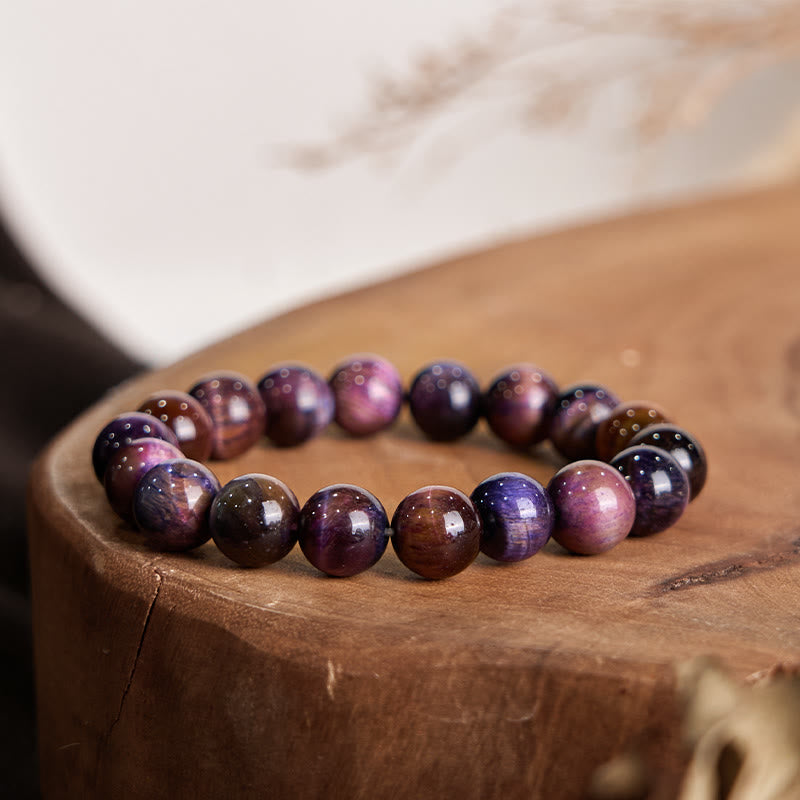Foviel Natürliche lila Tiger Augenschutz Kraft Armband
