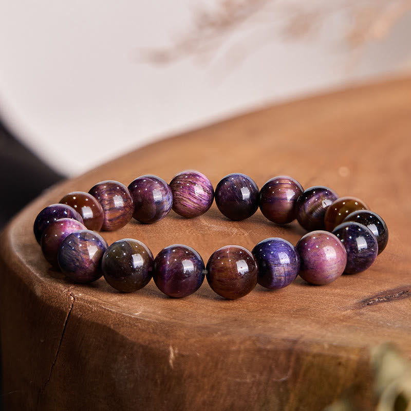 Foviel Natürliche lila Tiger Augenschutz Kraft Armband