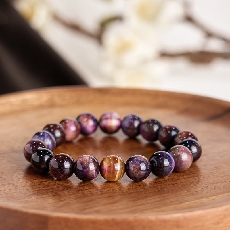 Foviel Natürliche lila Tiger Augenschutz Kraft Armband