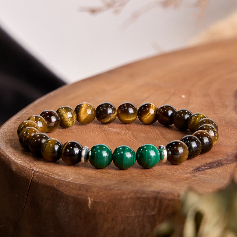 Bracelet de courage Foviel en œil-de-tigre et œil-de-tigre vert